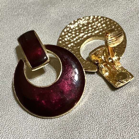 Vintage Womens Clip on Door knocker Drop Earrings - Picture 2 of 6